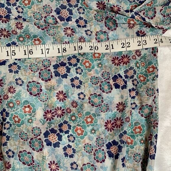 Torrid Top Women's Size 2 Floral Peasant Open Flowy Sleeve Semi-Sheer - Picture 5 of 6